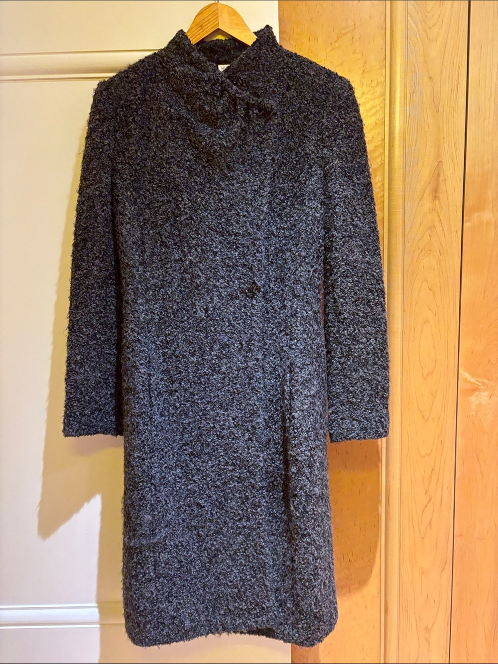 Armani Textured Dark Gray Bouclé Coat